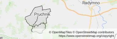 Mapa z zaznaczonym Pruchnikiem