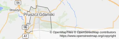 Mapa z zaznaczonym Pruszczu Gdańskim