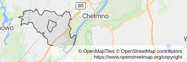 Mapa z zaznaczonym Pruszczem