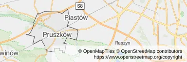 Mapa z zaznaczonym Pruszkowem