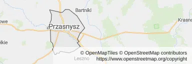 Mapa z zaznaczonym Przasnyszem