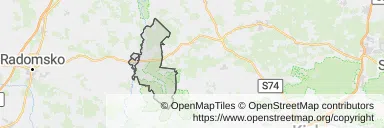 Mapa z zaznaczonym Przedborzem