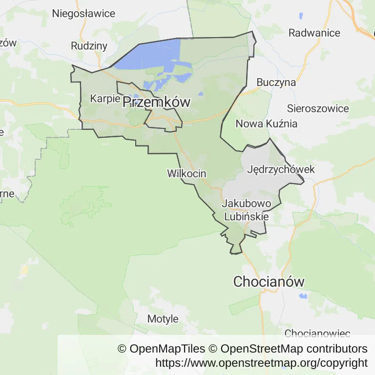 Mapa z zaznaczonym Przemkowem