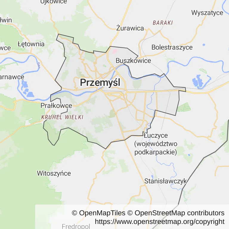 Mapa z zaznaczonym Przemyślu