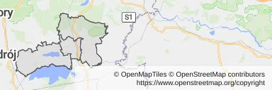 Mapa z zaznaczoną Pszczynem