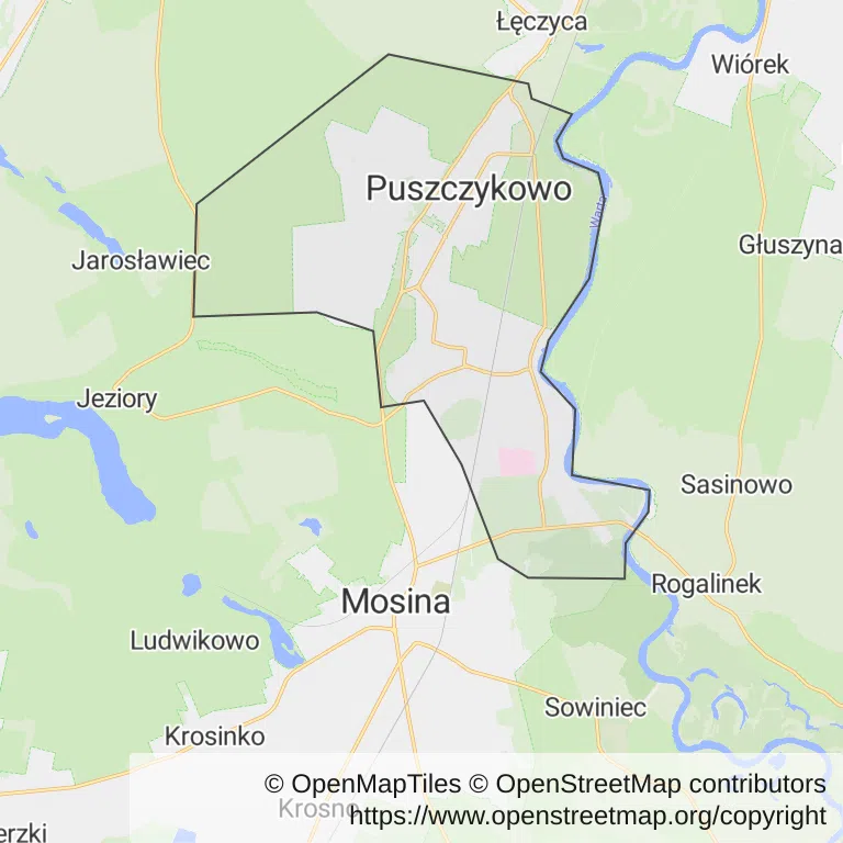 Mapa z zaznaczonym Puszczykowem