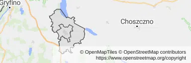 Mapa z zaznaczonymi Pyrzycami