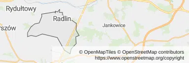 Mapa z zaznaczonym Radlinem