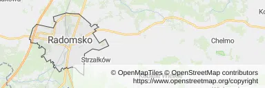 Mapa z zaznaczonym Radomskiem