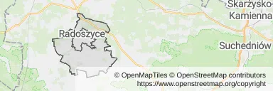 Mapa z zaznaczonymi Radoszycami