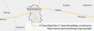 Mapa z zaznaczonym Radziejowem