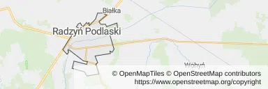 Mapa z zaznaczonym Radzyniu Podlaskim