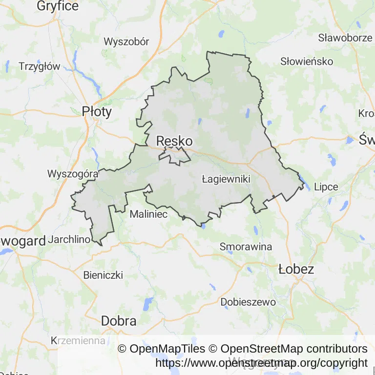 Mapa z zaznaczonym Reskiem