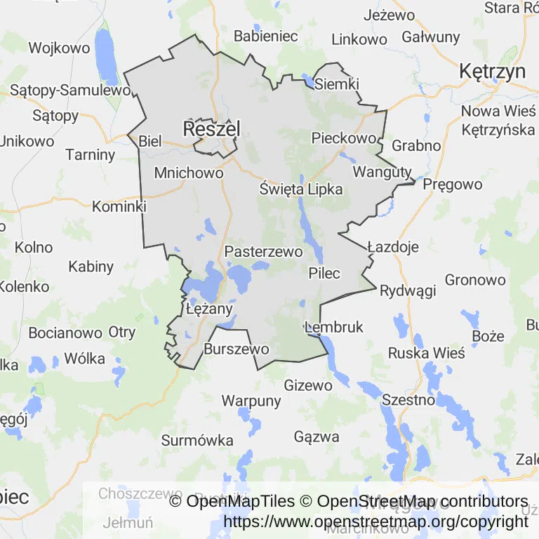 Mapa z zaznaczonym Reszlu