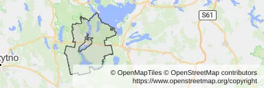 Mapa z zaznaczoną Rucianem-Nidzem