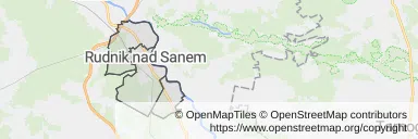 Mapa z zaznaczonym Rudniku nad Sanem