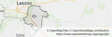 Mapa z zaznaczoną Rydzynem