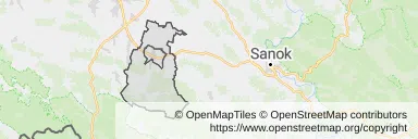 Mapa z zaznaczonym Rymanowem