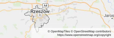Mapa z zaznaczonym Rzeszowem