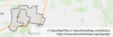 Mapa z zaznaczonym Rzgowem