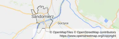Mapa z zaznaczonym Sandomierzem
