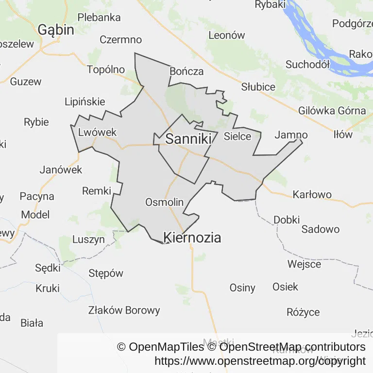 Mapa z zaznaczonym Sannikami