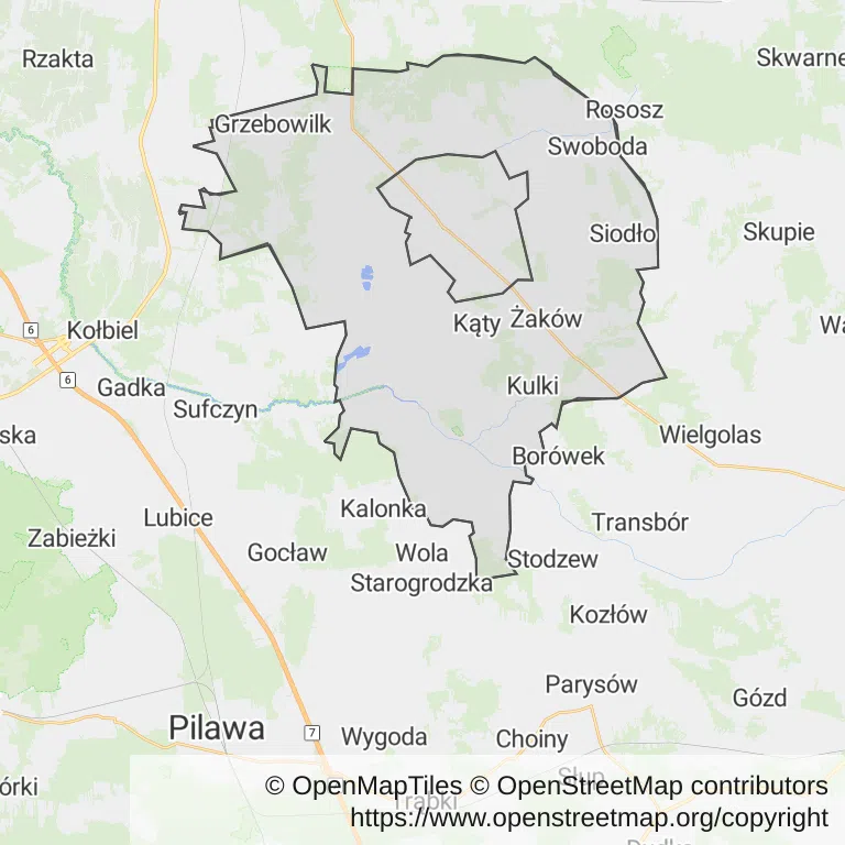 Mapa z zaznaczonym Siennicy