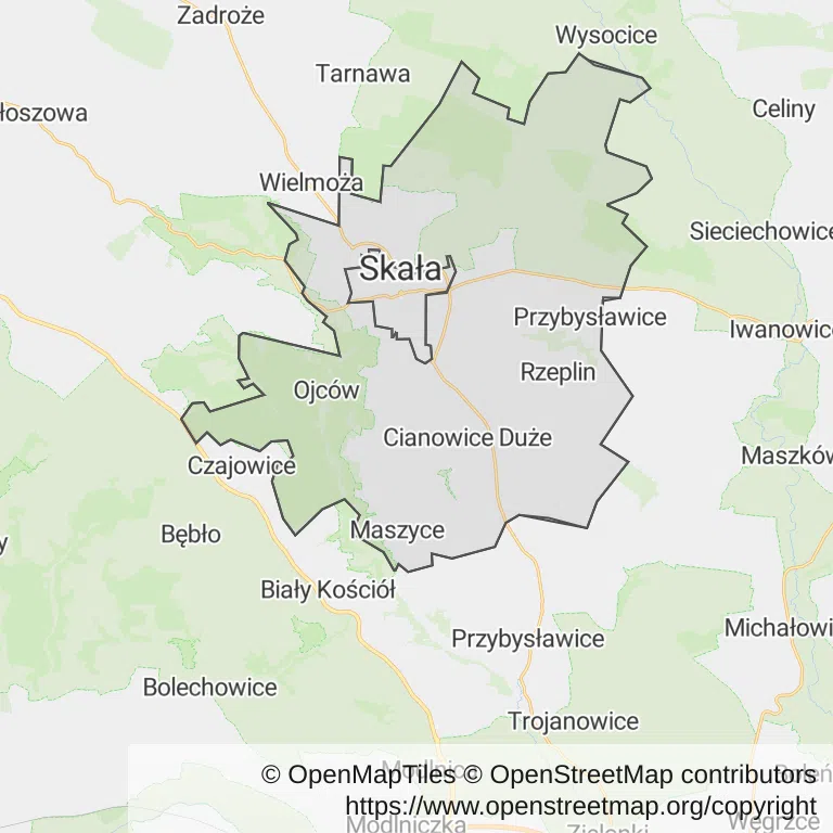 Mapa z zaznaczoną Skale