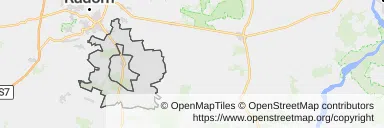 Mapa z zaznaczonym Skaryszewem