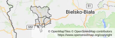 Mapa z zaznaczonym Skoczowem