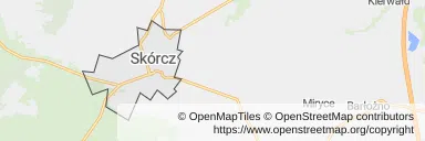 Mapa z zaznaczonym Skórczem