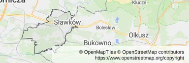 Mapa z zaznaczonym Sławkowem