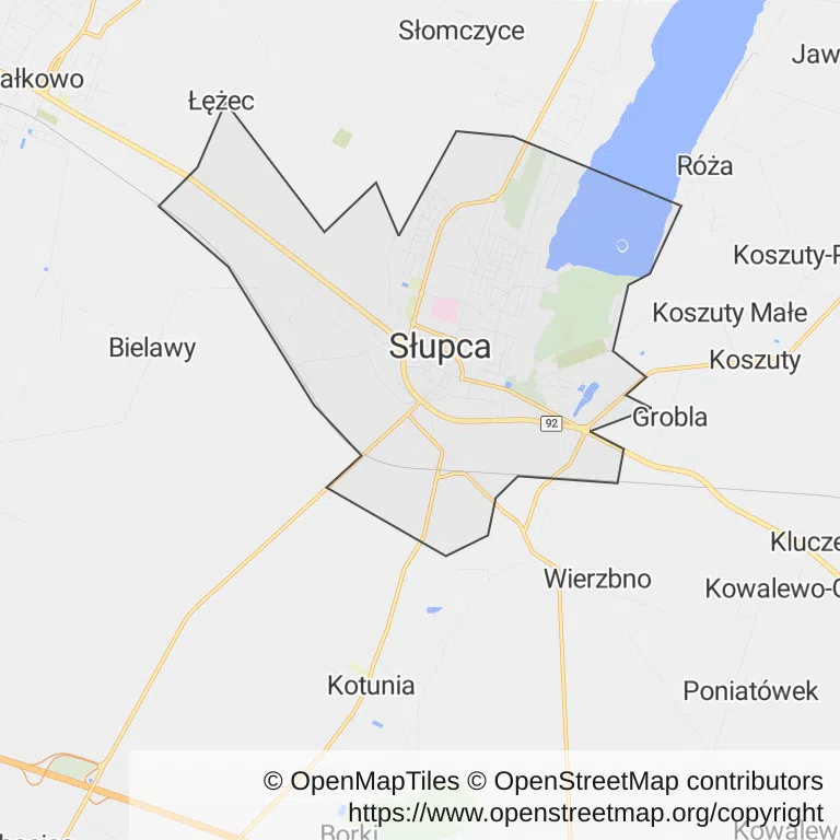 Mapa z zaznaczoną Słupcy