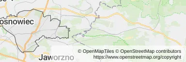 Mapa z zaznaczonym Sosnowcem
