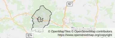Mapa z zaznaczonym Stąporkowem