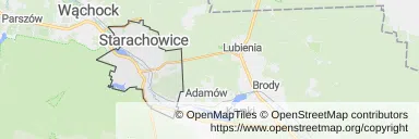 Mapa z zaznaczonymi Starachowicami