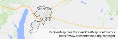 Mapa z zaznaczonym Stargardzem