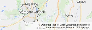 Mapa z zaznaczonym Starogardzie Gdańskim