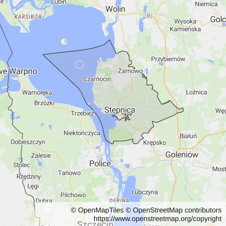 Mapa z zaznaczonym Stepnicy