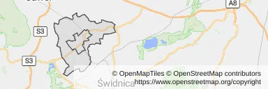 Mapa z zaznaczonym Strzegomiu