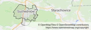 Mapa z zaznaczonym Suchedniowem