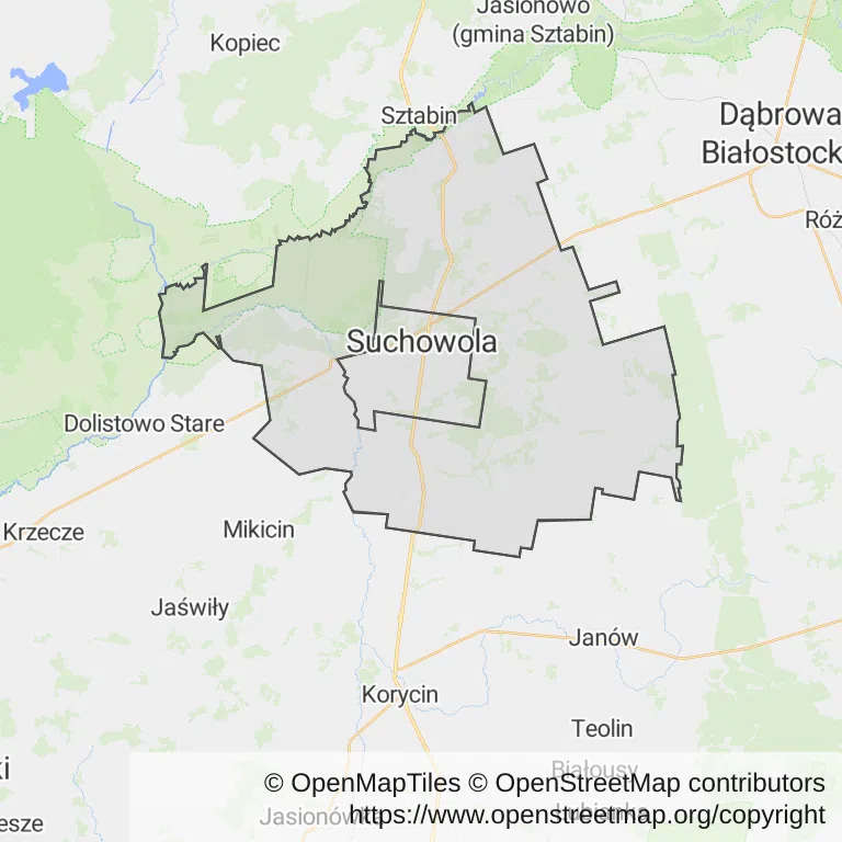 Mapa z zaznaczoną Suchowoli