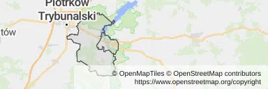 Mapa z zaznaczonym Sulejowem