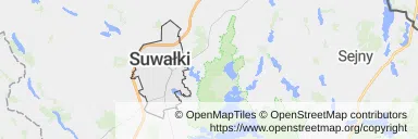 Mapa z zaznaczonym Suwałkami