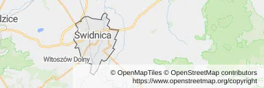 Mapa z zaznaczonym Świdnicy