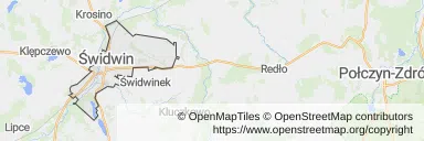 Mapa z zaznaczonym Świdwinem