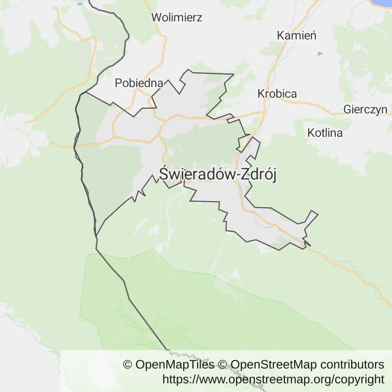 Mapa z zaznaczonym Świeradowie-Zdroju