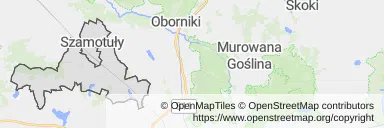 Mapa z zaznaczonym Szamotułami