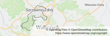 Mapa z zaznaczonym Szczawnie-Zdroju