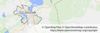 Mapa z zaznaczonym Szczecinkiem
